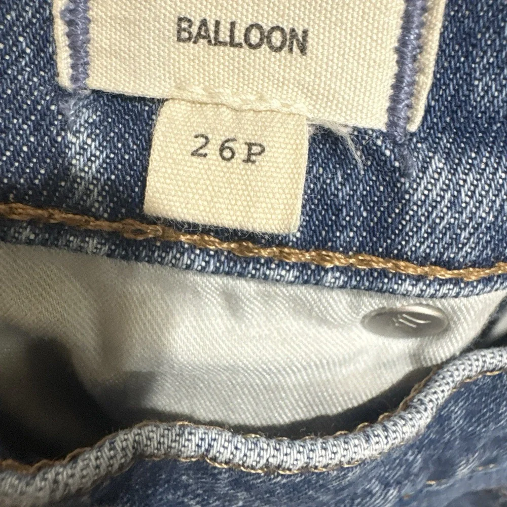 Madewell Women 26P Balloon Barrel Leg Tapered Denim Jeans Medium Wash High Waist